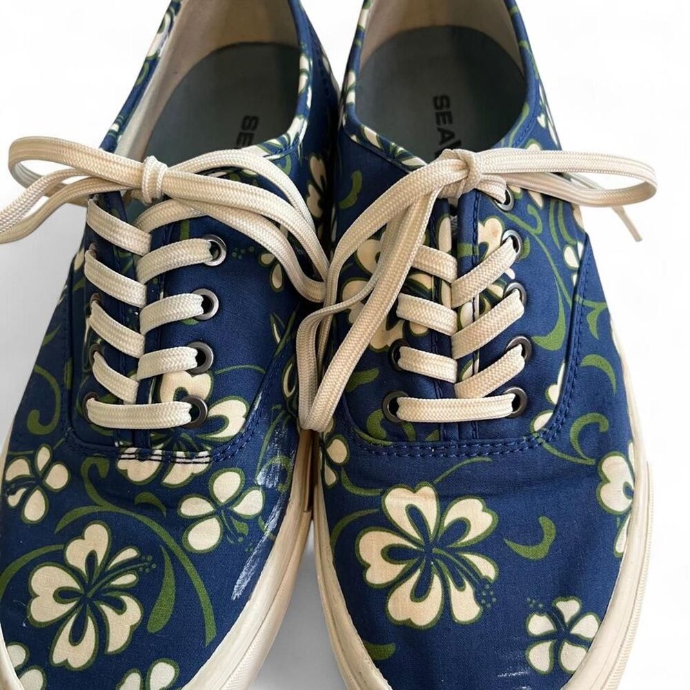 SeaVees Legend Hoffman Poplin Twill Floral Blue And Green Sneaker, Size 8